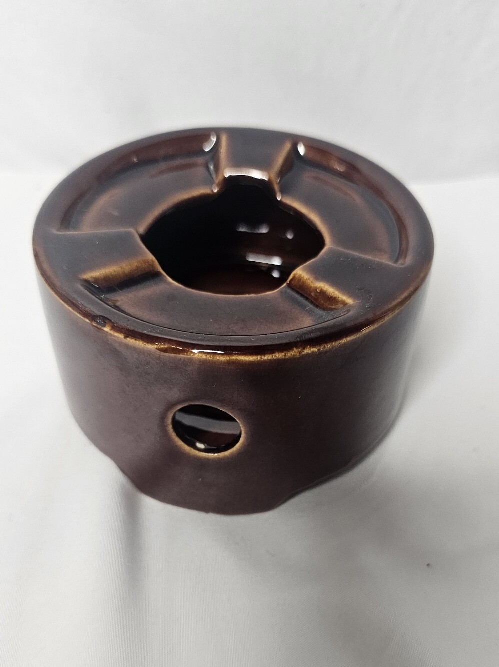 Vintage Brown Ceramic Teapot Warmer Fondue Burner Tea Light Holder Taiwan 4" - Picture 4 of 8